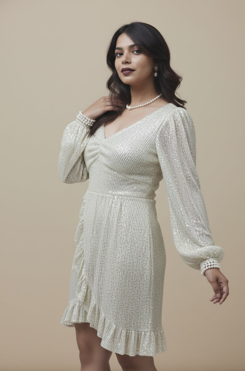 Ruffle Sequined Short Dress