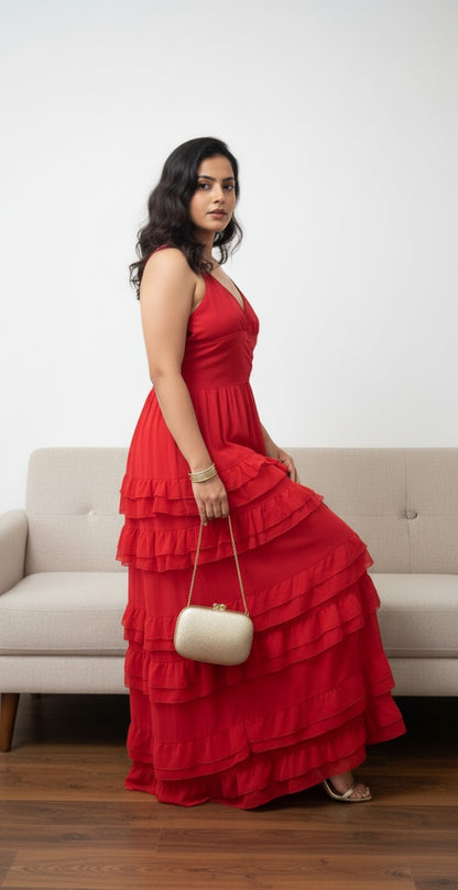 Bottom Ruffle Rich Long Dress