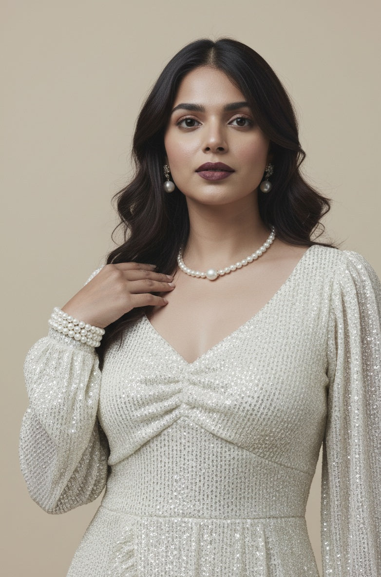 Ruffle Sequined Short Dress