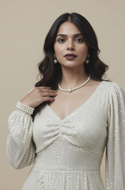 Ruffle Sequined Short Dress