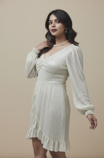 Ruffle Sequined Short Dress