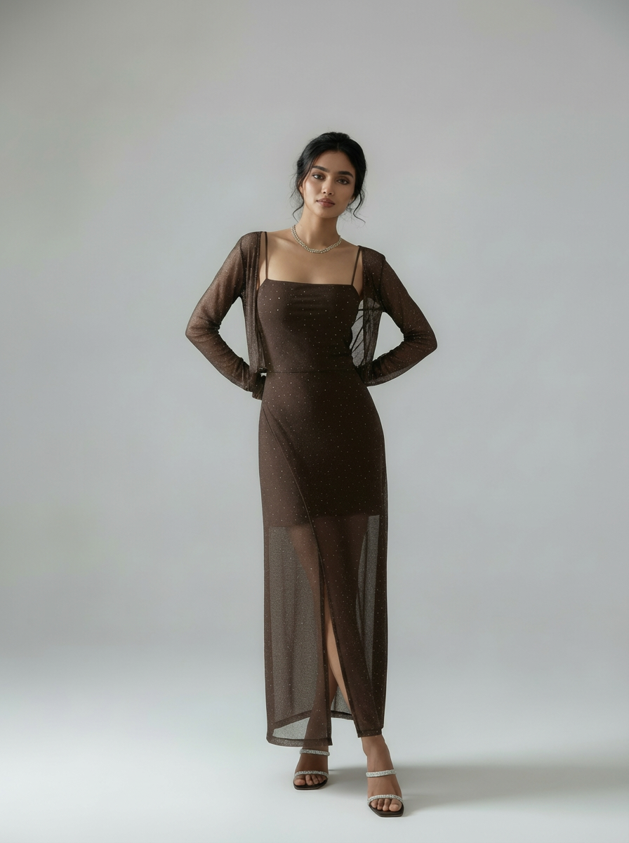 Imported Shimmery Bodycon with Shrug Missly Imported Shimmery Bodycon with Shrug Missly