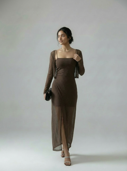 Imported Shimmery Bodycon with Shrug