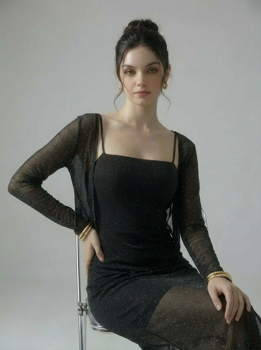 Imported Shimmery Bodycon with Shrug