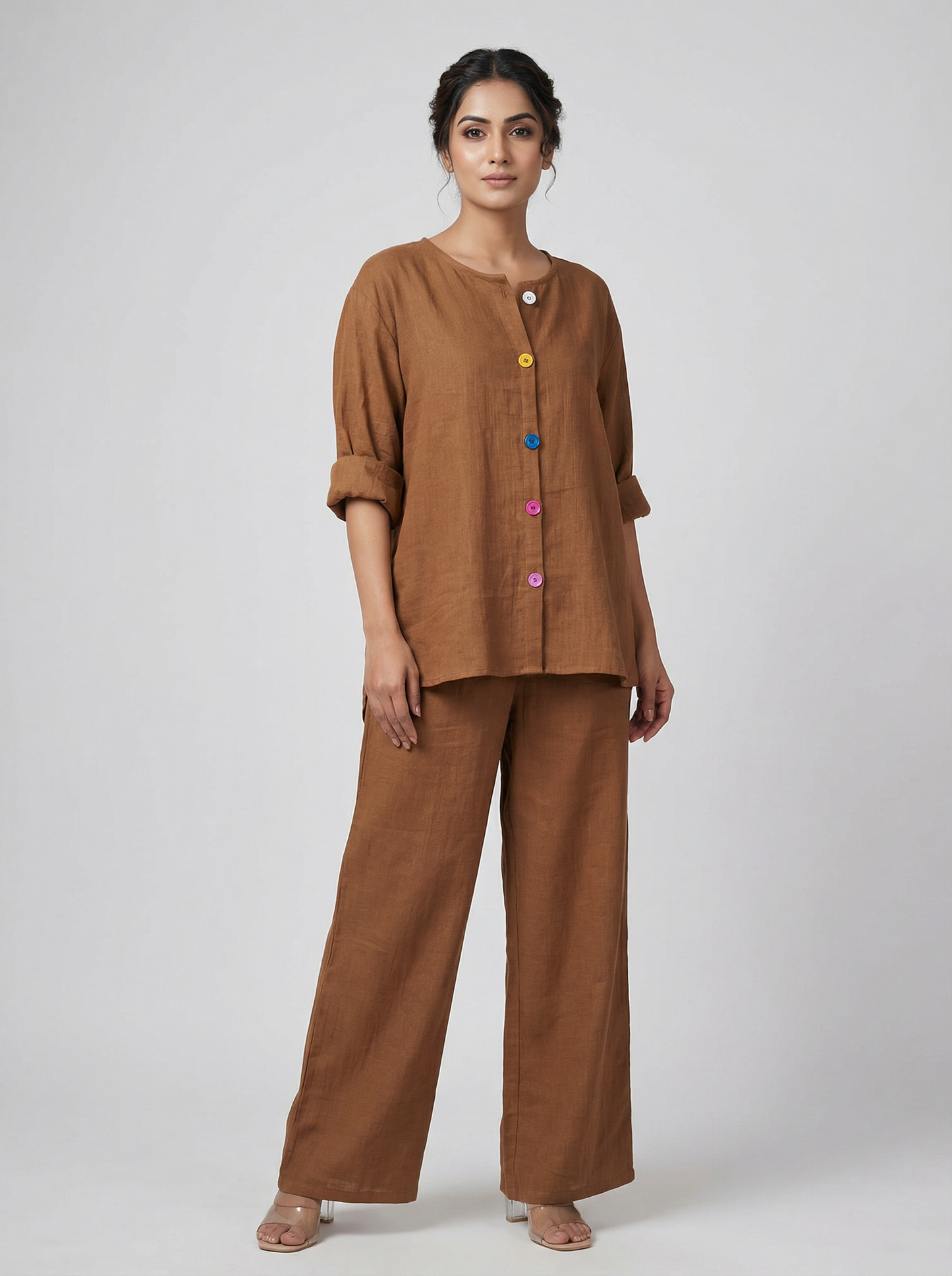 Multi Colour Button Mul Mul Cotton Coord Set