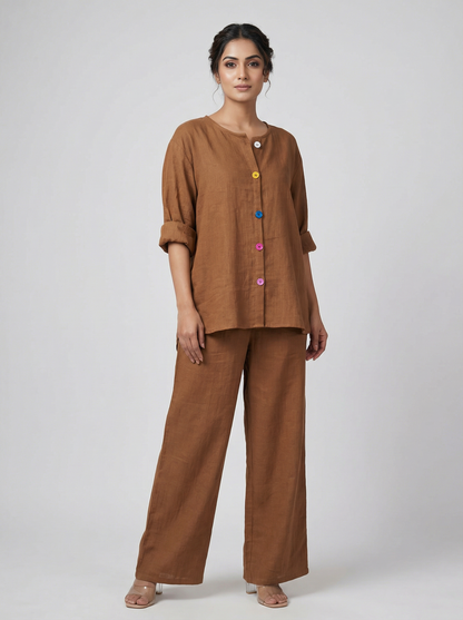 Multi Colour Button Mul Mul Cotton Coord Set