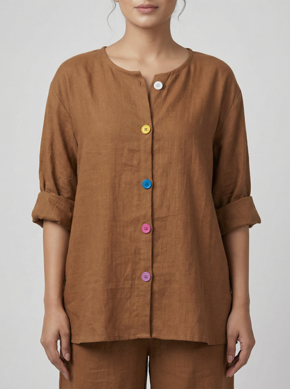 Multi Colour Button Mul Mul Cotton Coord Set