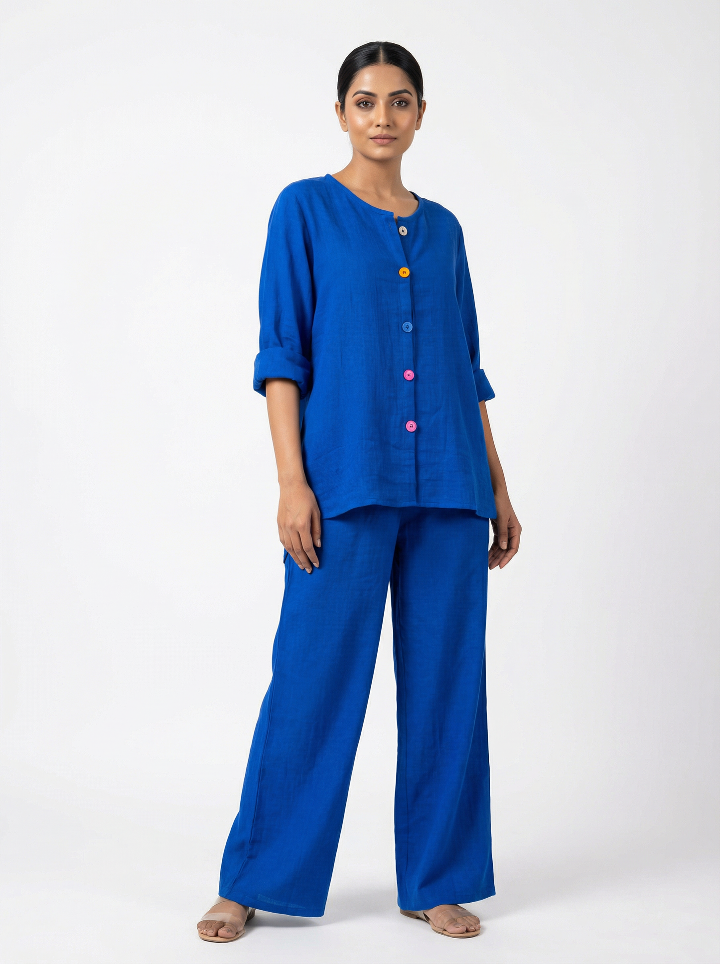 Multi Colour Button Mul Mul Cotton Coord Set