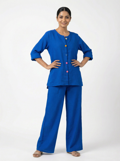 Multi Colour Button Mul Mul Cotton Coord Set