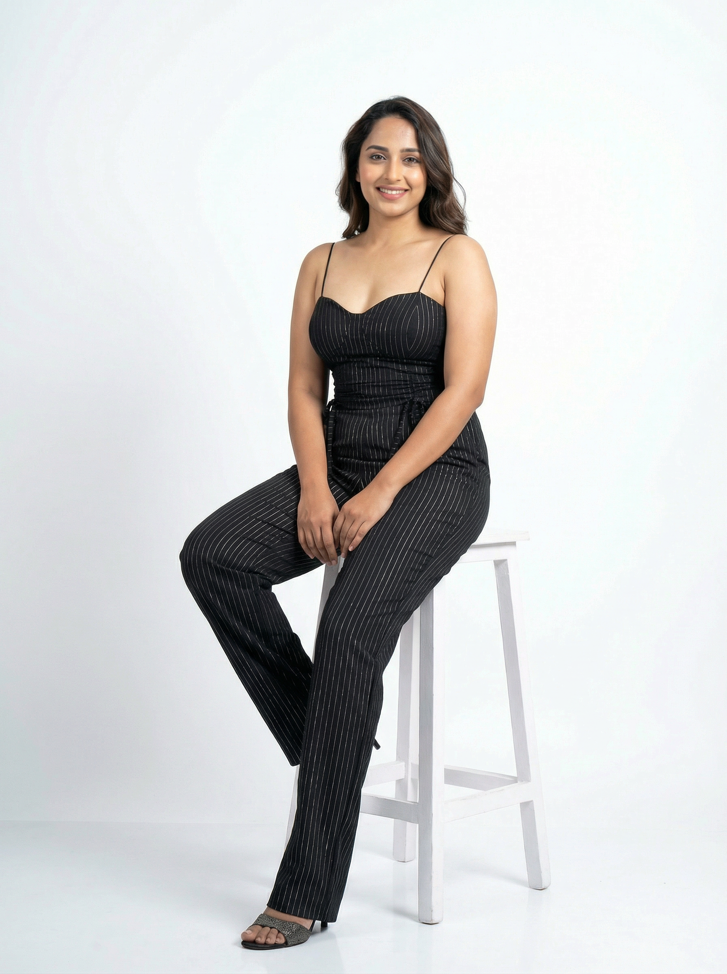Shimmer Stripes Black Coord Set