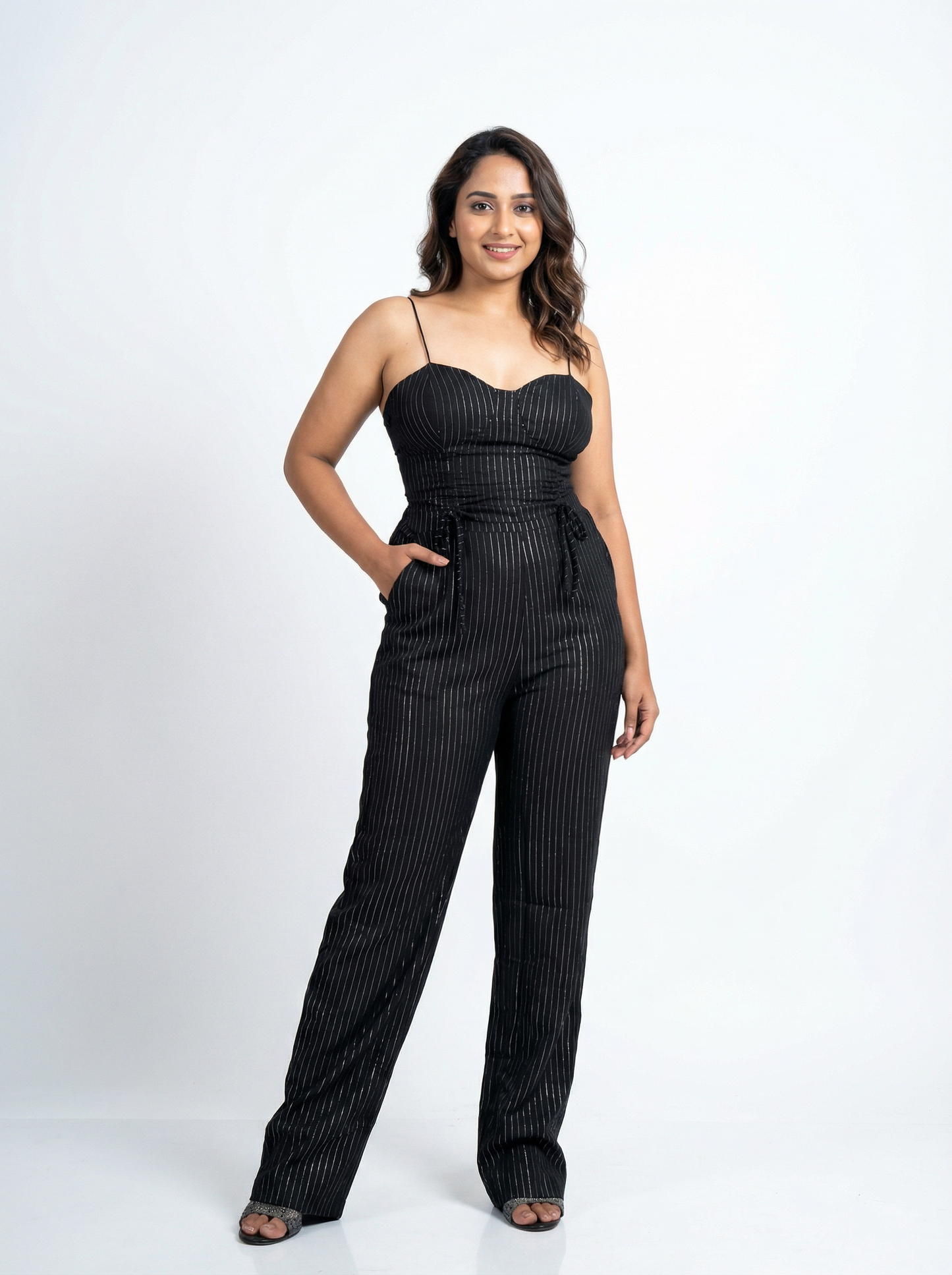 Shimmer Stripes Black Coord Set