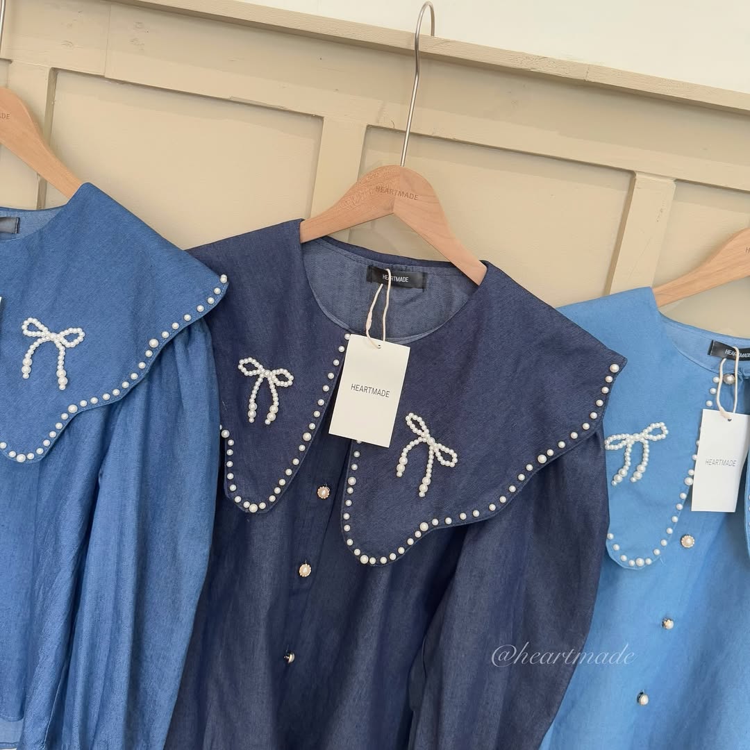 Denim Comfy Coord Set with Unique Collar