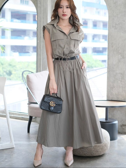 Elena Crop Top & Skirt Co-ord With Belt