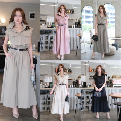 Elena Crop Top & Skirt Co-ord With Belt