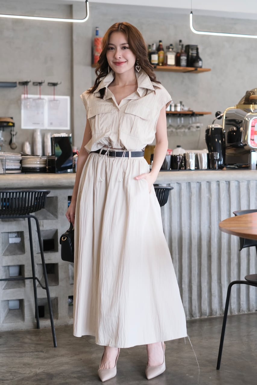 Elena Crop Top & Skirt Co-ord With Belt