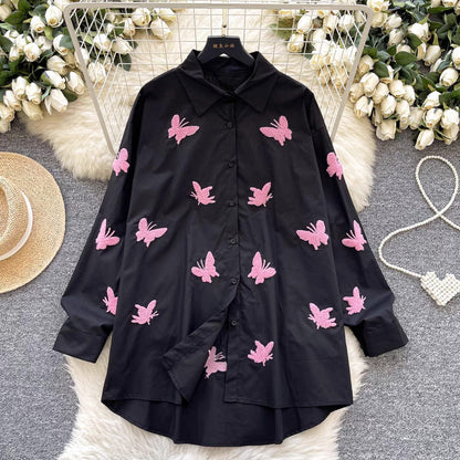 Whimsical Butterfly Embroidered Shirts