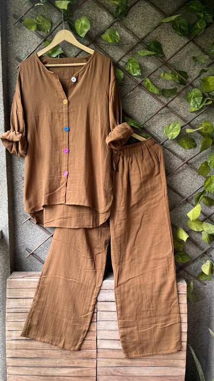 Multi Colour Button Mul Mul Cotton Coord Set