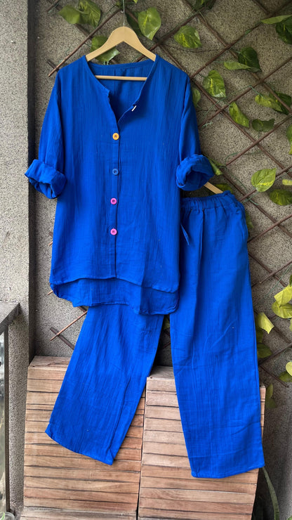 Multi Colour Button Mul Mul Cotton Coord Set