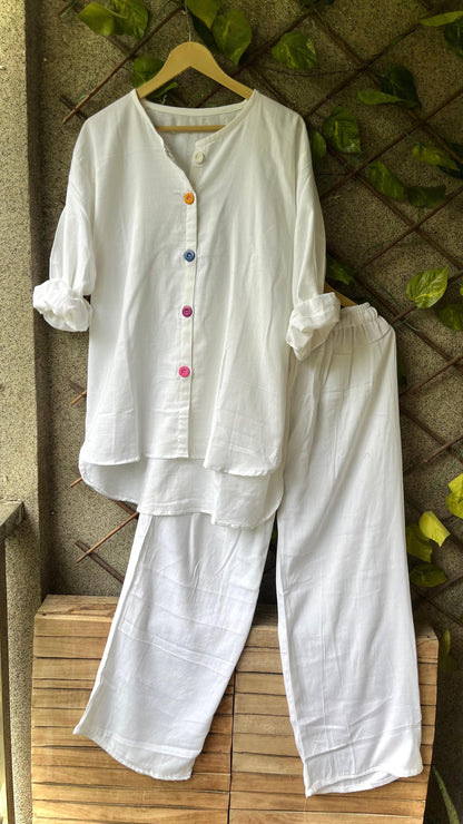 Multi Colour Button Mul Mul Cotton Coord Set
