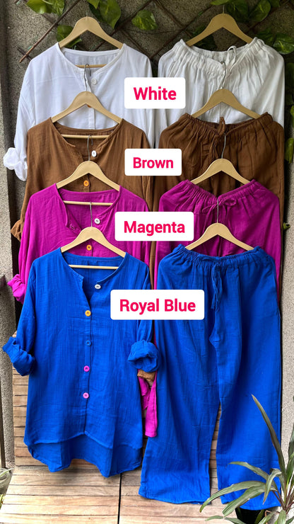 Multi Colour Button Mul Mul Cotton Coord Set