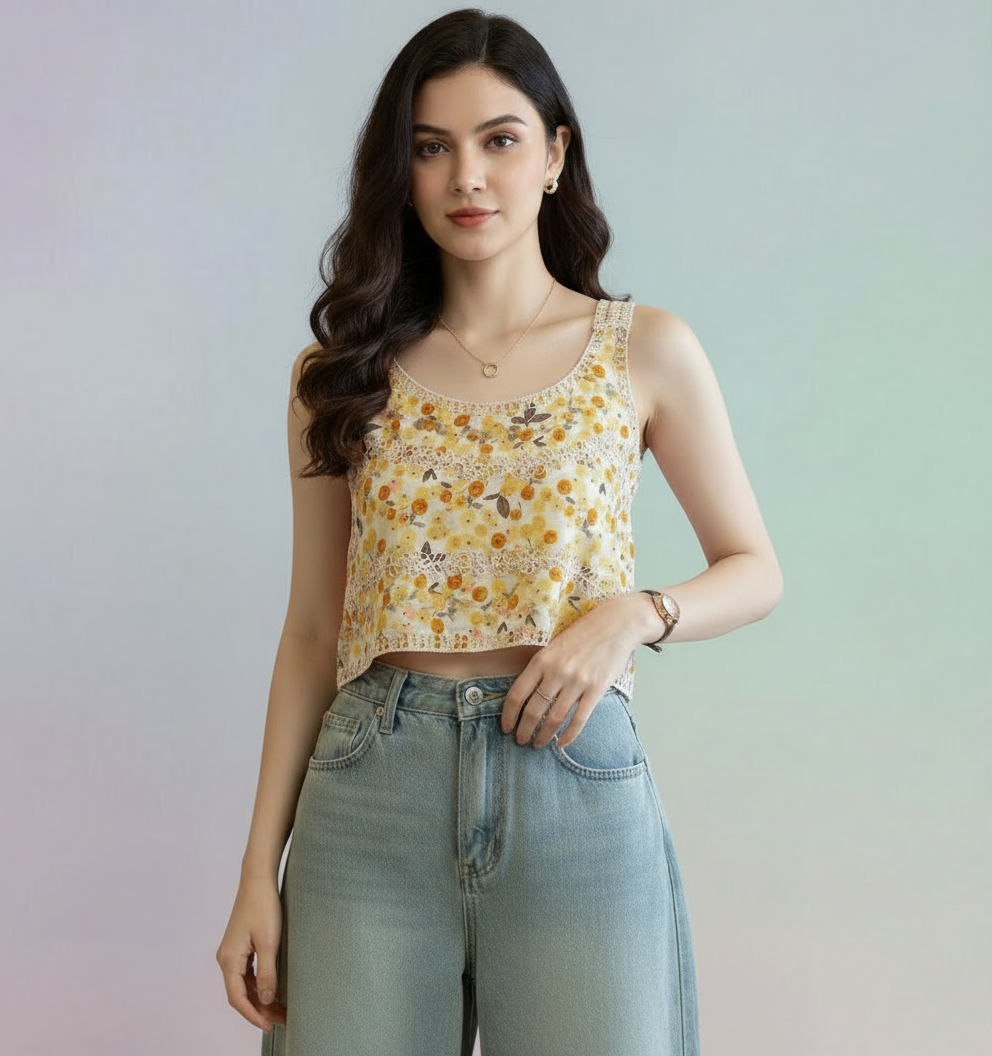 Amelia Floral Boxy Crop Top