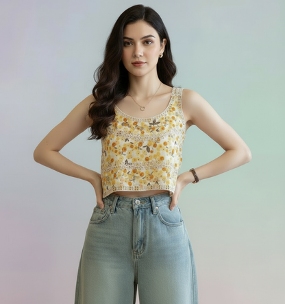 Amelia Floral Boxy Crop Top