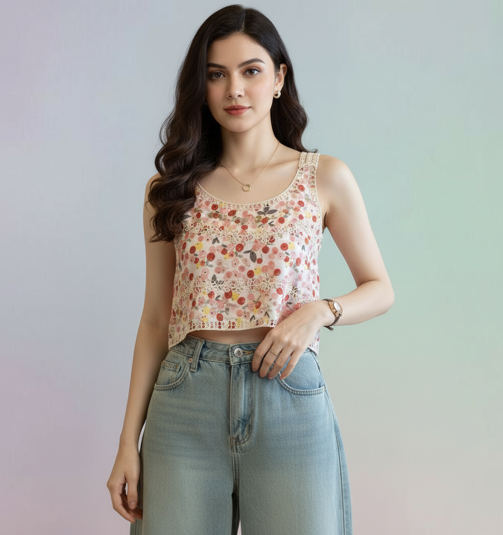Amelia Floral Boxy Crop Top