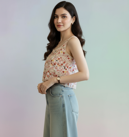 Amelia Floral Boxy Crop Top