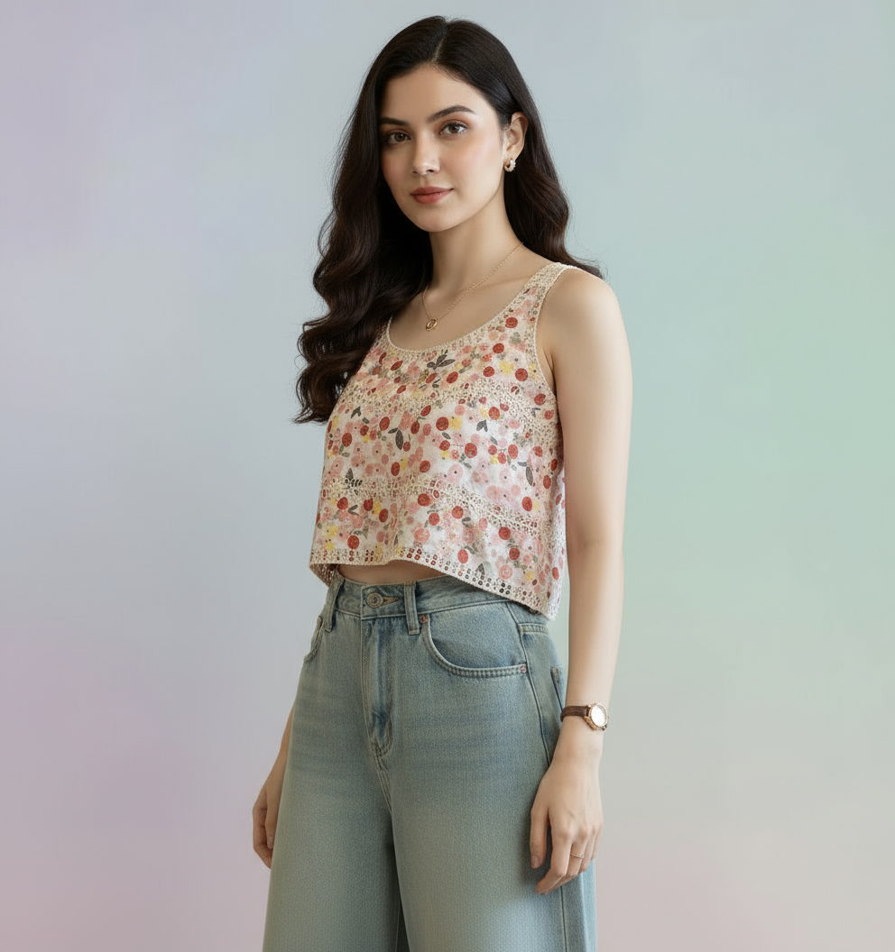 Amelia Floral Boxy Crop Top