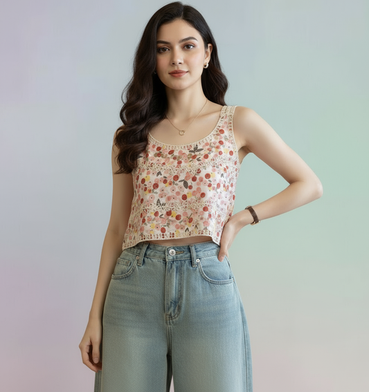 Amelia Floral Boxy Crop Top