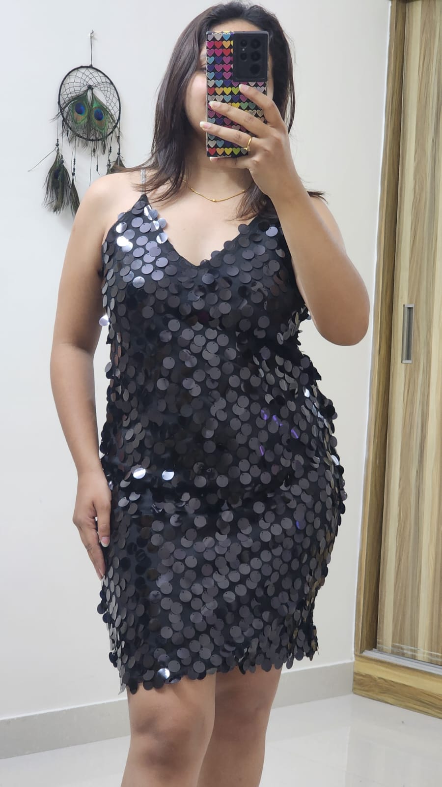 Ring Sequined Short Dress