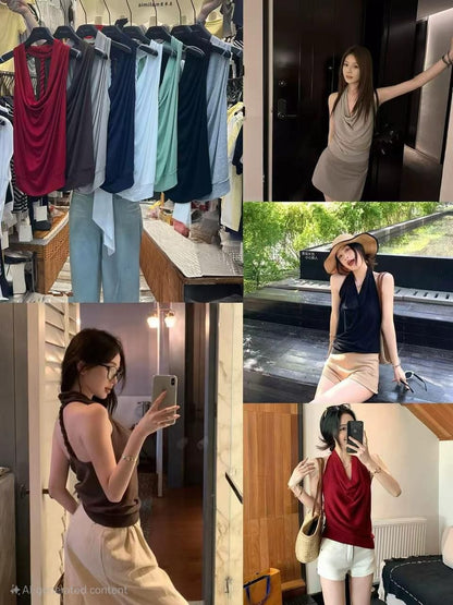 Ziara Luxury Cowl Neck Back Twisted Top