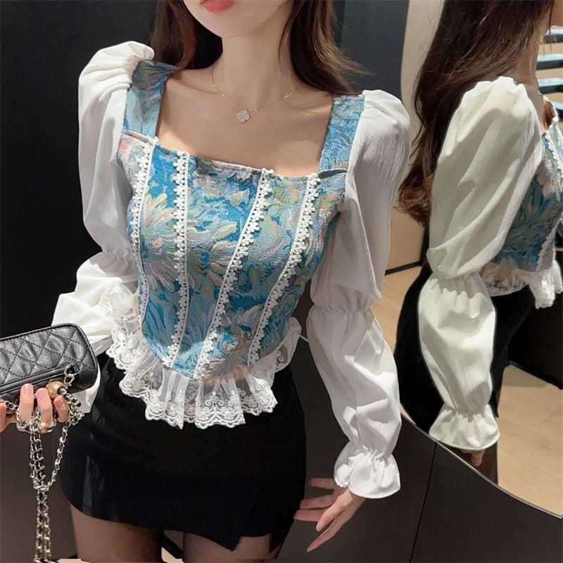 Leyla French Retro Full Sleeves Top