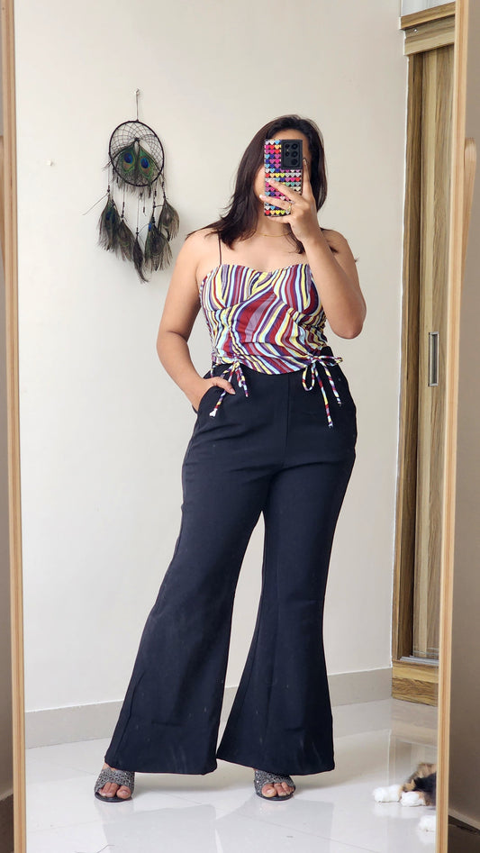 Stripes & Tie Black Coord Set