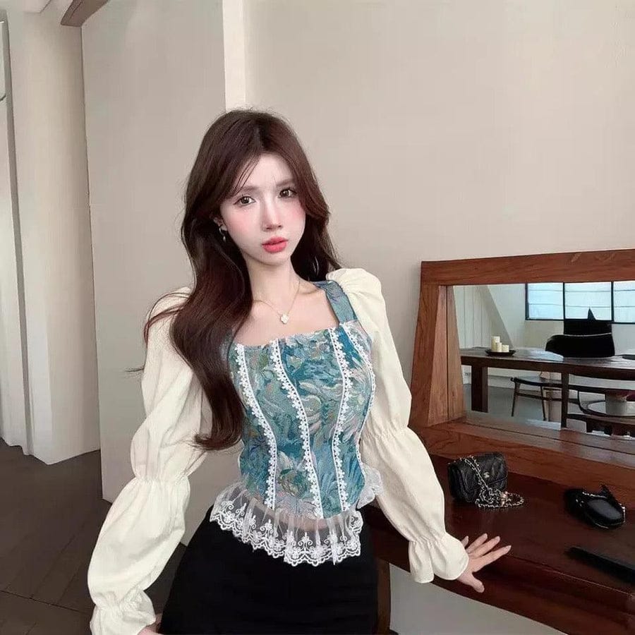 Leyla French Retro Full Sleeves Top