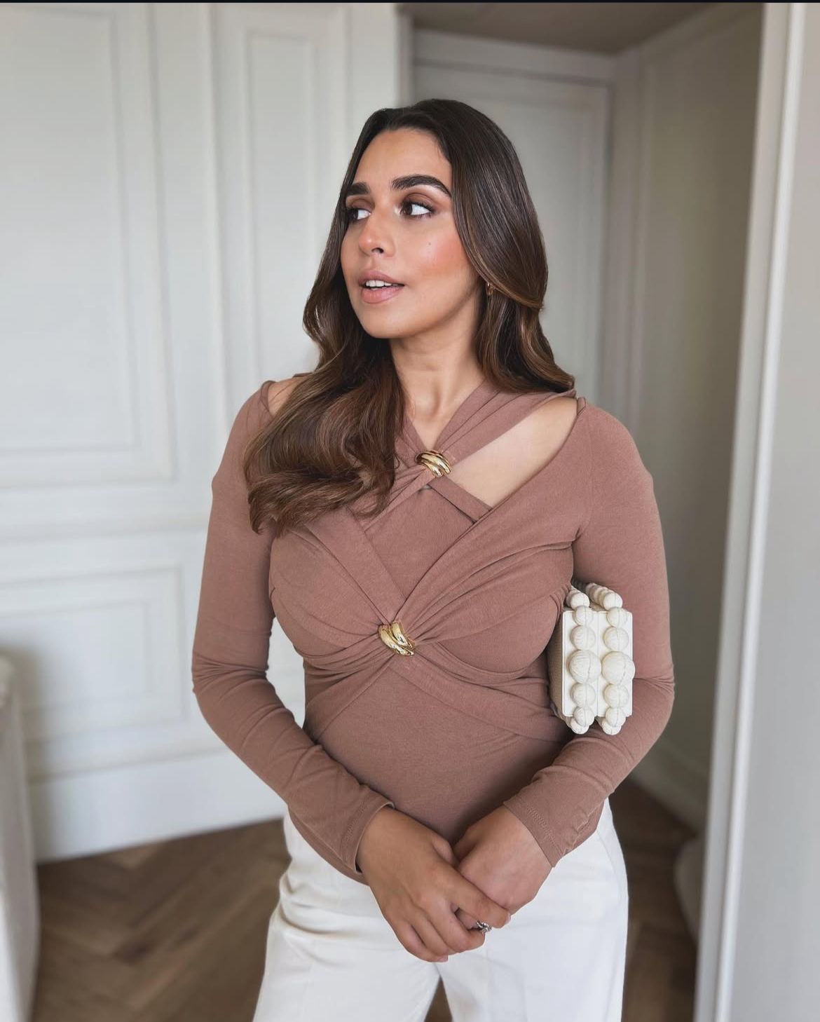 Rachel Luxe Asymmetric Top With Gold Accent