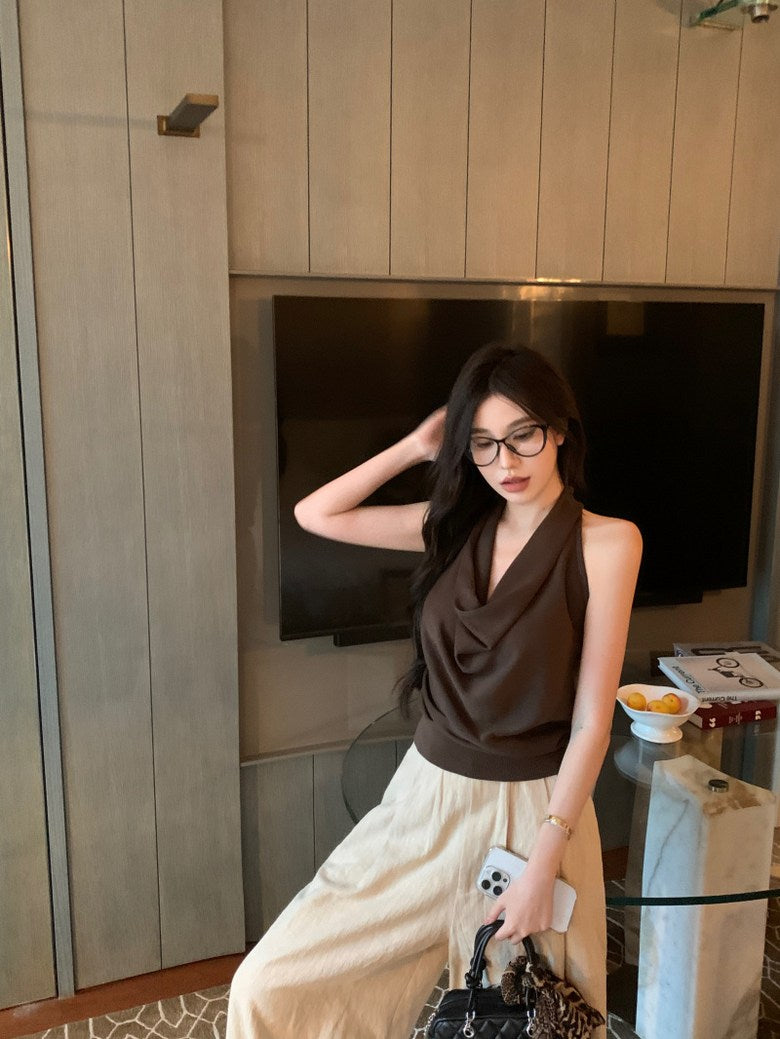 Ziara Luxury Cowl Neck Back Twisted Top