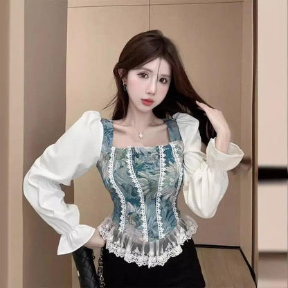 Leyla French Retro Full Sleeves Top