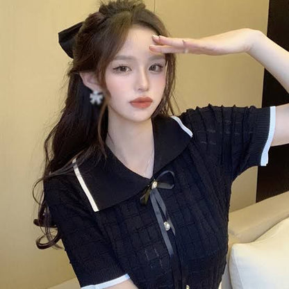 Reza Korean Crop Top With Detachable Bow