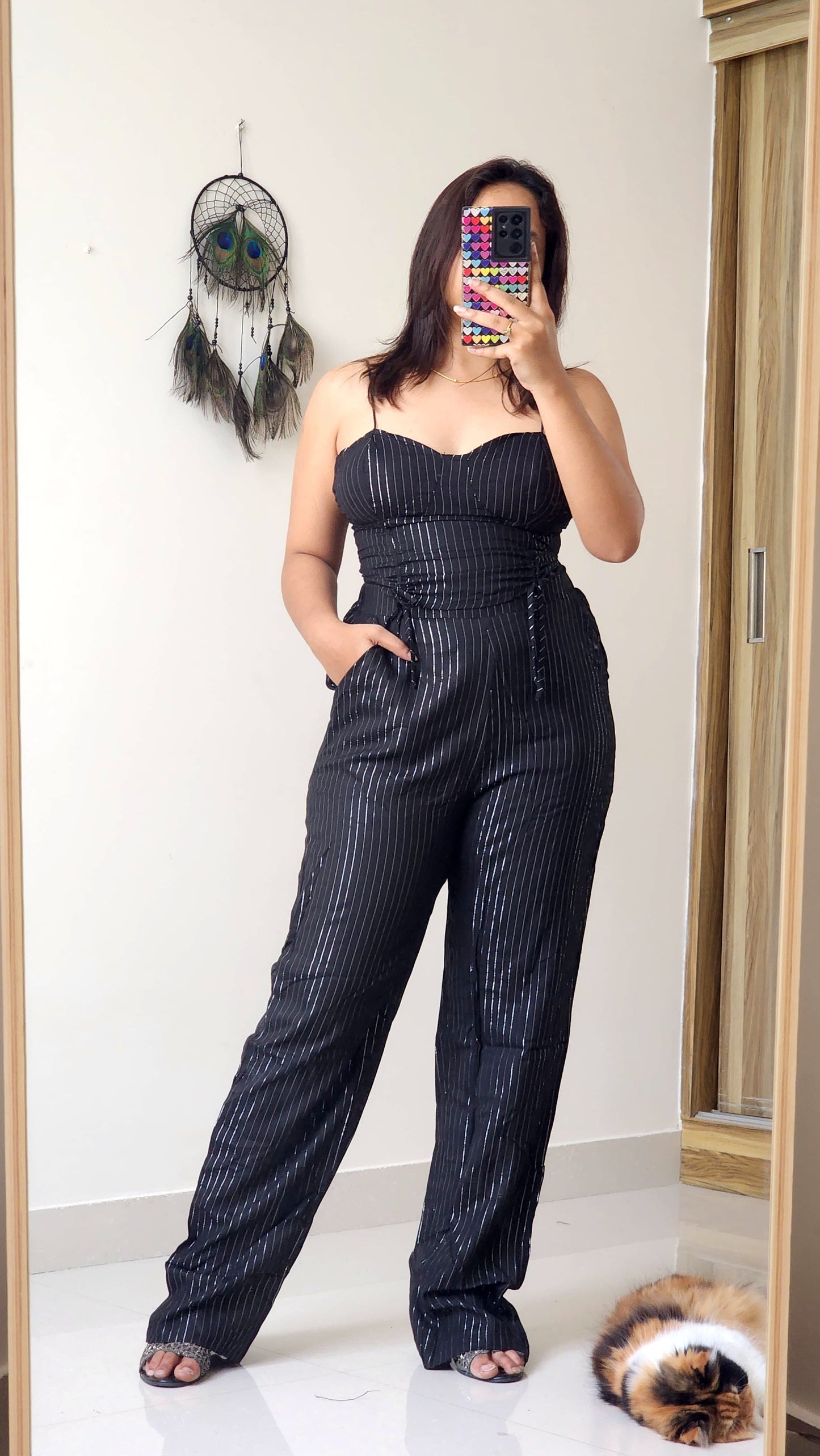 Shimmer Stripes Black Coord Set