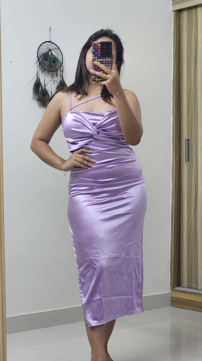 Kaira Satin Bodycon With 2 Satin Flowers