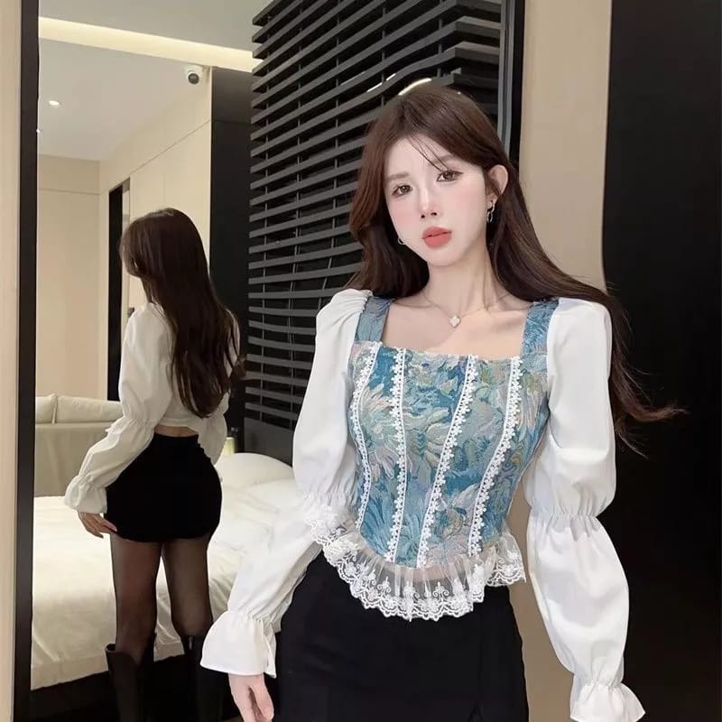 Leyla French Retro Full Sleeves Top