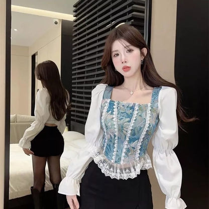 Leyla French Retro Full Sleeves Top