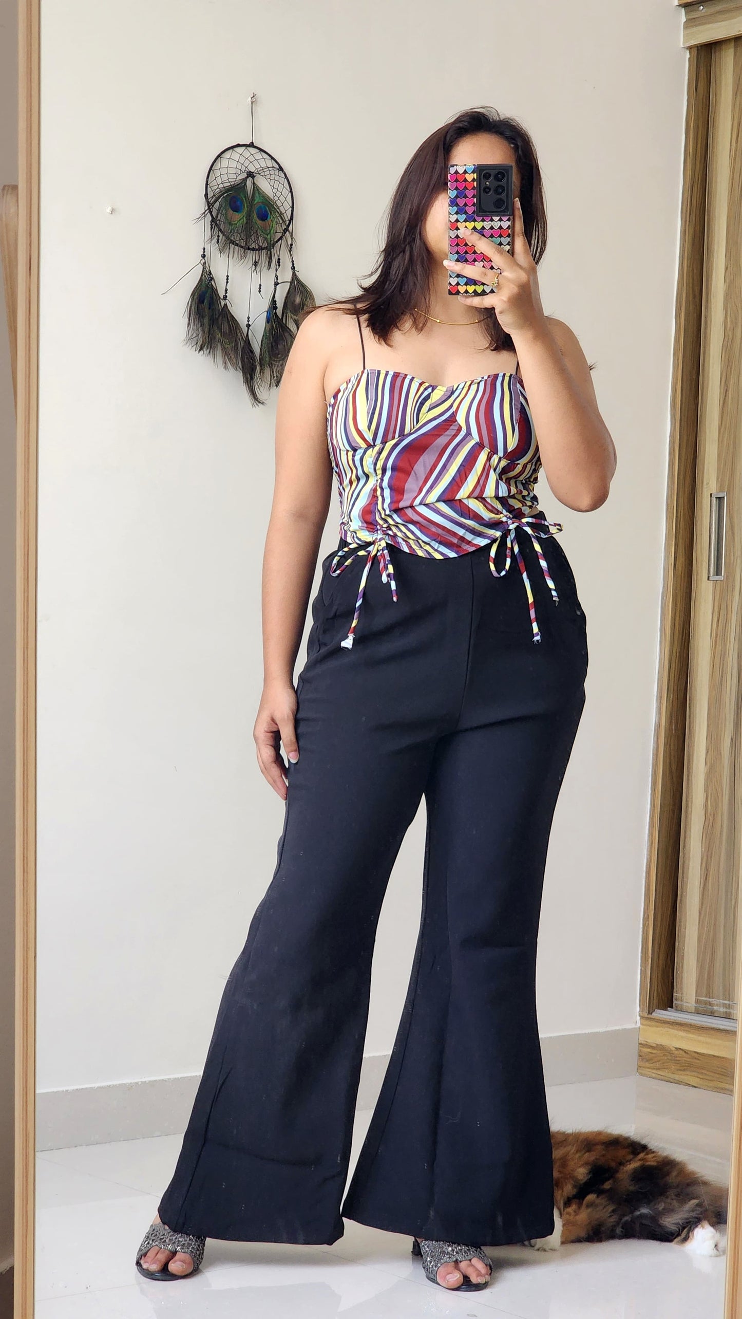 Stripes & Tie Black Coord Set